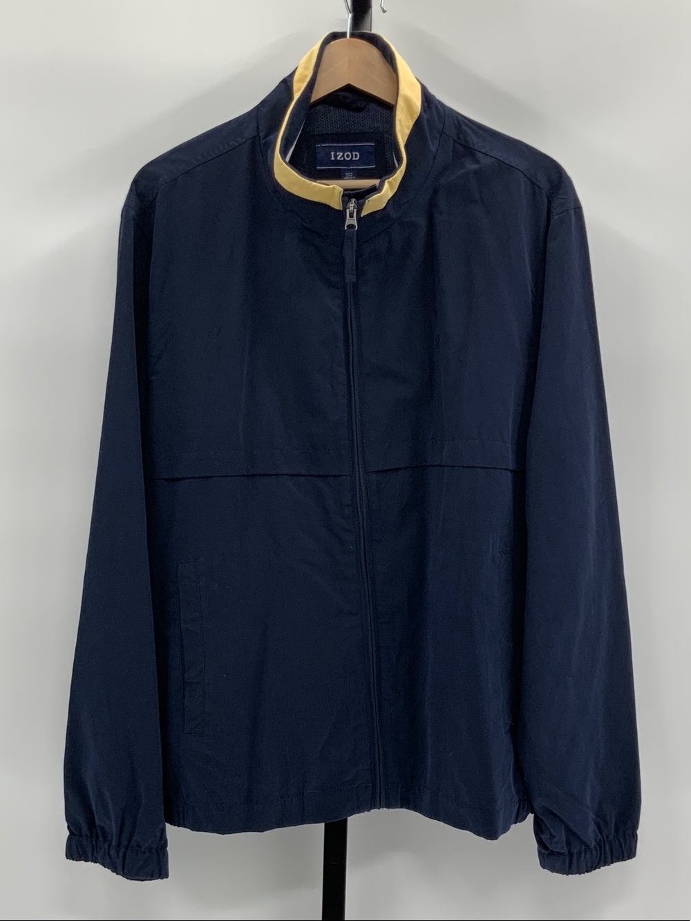 Izod Navy Jacket with Yellow Collar Accent